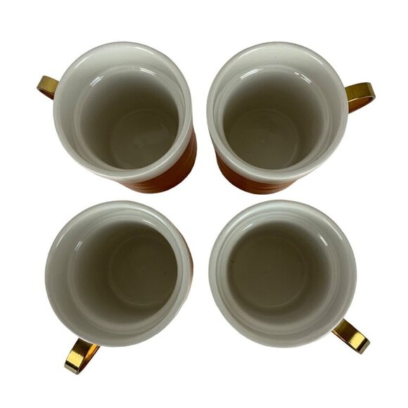 Vintage Baker Hart & Stuart Copper & Ceramic Mugs Set Of 4 Turkish Coffee Tea - Picture 2 of 7